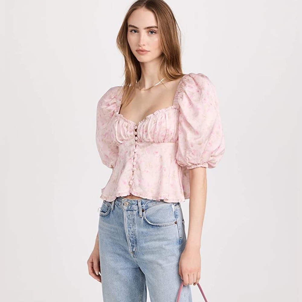 NWT For Love & Lemons Rhoda Blouse in Pink